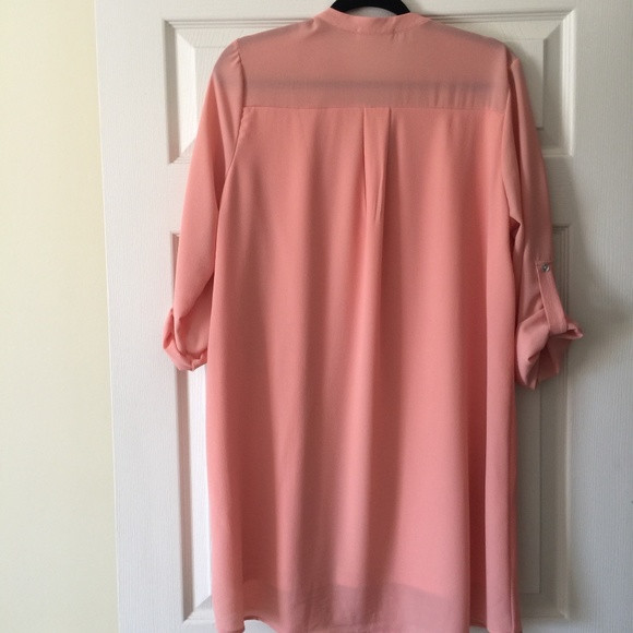 ENTRO WOMEN’S V-NECK PEACH LARGE 3/4 SLEEVE TUNIC - Picture 3 of 4